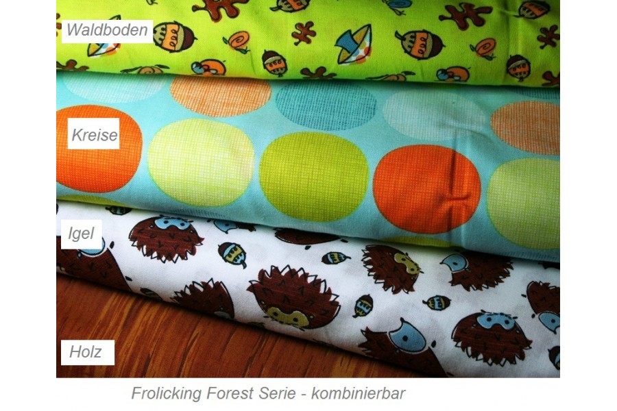 10cm Baumwolldruck Frolicking Forest  - Designwahl   (Grundpreis €10,50/m)